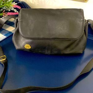 Vintage Black Etienne Aigner Shoulder/Crossbody Bag - Soft Black Leather